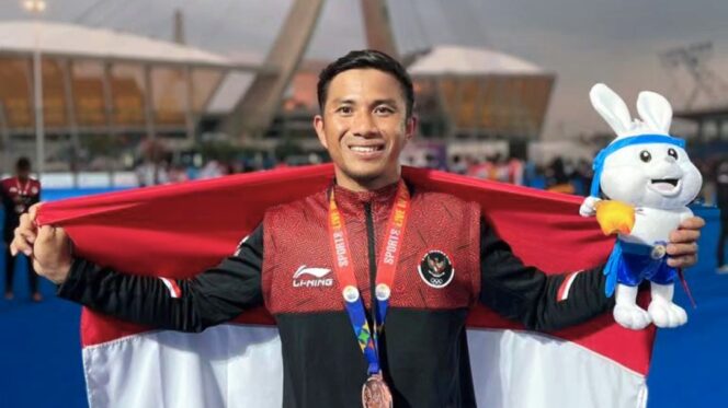 
					Ardam (31) Personel Satpol-PP PPU meraih mendali perunggu di Sea Games 2023 Kamboja. Poto: Istimewa