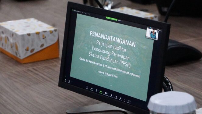 
					Poto: Otorita Ibu Kota Nusantara (OIKN) tandatangani perjanjian fasilitas pendukung penerapan skema pendanaan (PPSP) dengan PT Sarana Multi Infrastruktur (Persero) (PT SMI). (DOK. Istimewa) 