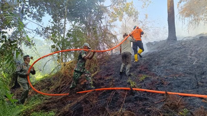 
					TNI-Polri dan BPBD Penajam Paser Utara (PPU) padamkan kebakaran hutan dan lahan. (DOK. Istimewa) 