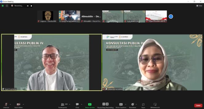 
					Poto: Otorita Ibu Kota Nusantara (IKN) bersama Kementerian PPN/Bappenas kembali gelar Konsultasi Publik terkait Rancangan Perubahan Undang-Undang Nomor 3 Tahun 2022 tentang Ibu Kota Negara (RUU Perubahan UU IKN) secara daring, Jumat (15/09/2023). (DOK. Istimewa)