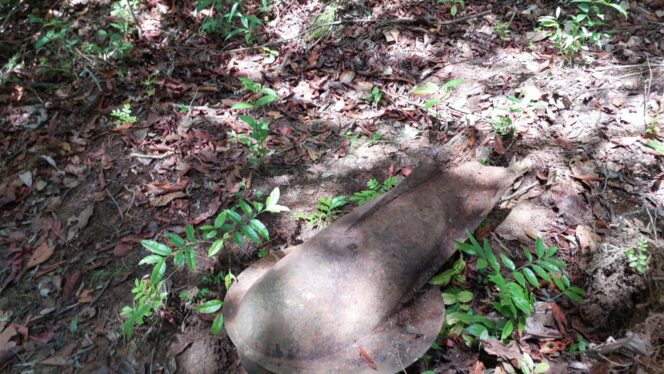 
					Foto: Sebuah bahan peledak jenis Torpedo Eks Perang Dunia (PD) ke-II ditemukan di Kelurahan Buluminung, Kecamatan Penajam, Kabupaten Penajam Paser Utara (PPU). (DOK. Istimewa)