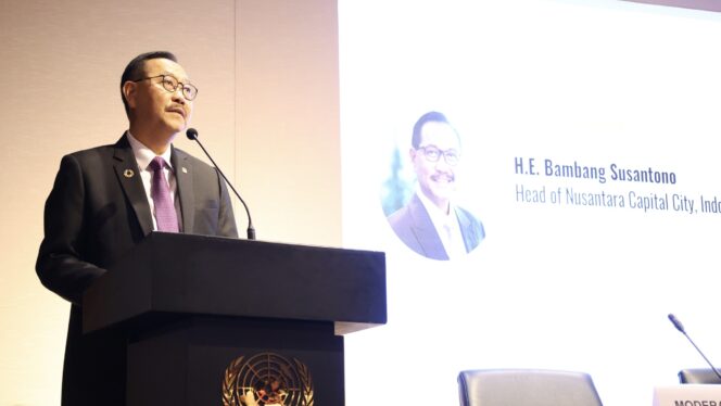 
					Foto: Kepala Otorita Ibu Kota Nusantara, Bambang Susantono menghadiri forum The Rise of New and Emerging Cities in Asia: Leveraging VLRs for a Sustainable Urban Future. (DOK. Istimewa)