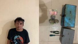 Foto: Pelaku pencirian kotak amal dan barnag bukti yang berhasil diamankan Polres PPU. (DOK. Istimewa)