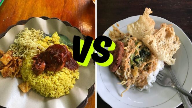 
					Nasi Kuning (kiri) dan Nasi Pecel (kanan), Dok. NanaBq