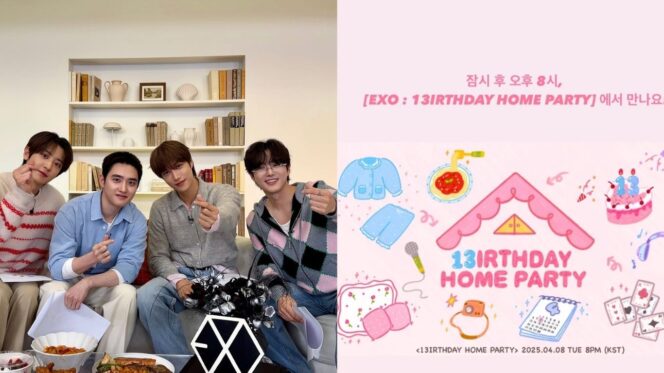 
					Empat anggota EXO saat rayakan Ulang Tahun ke-13, sumber : instagram/weareone.exo