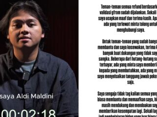 Foto: Tangkapan layar video Aldy Maldini saat meminta maaf dan tulisan permintaan maaf yang ia unggah di instagram (Dok. instagram/aldymldni)