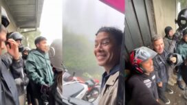 Foto: tangkapan layar video cowok yanh berteduh bareng The Dudas Minus One (Dok. instagram/@folkshitt)