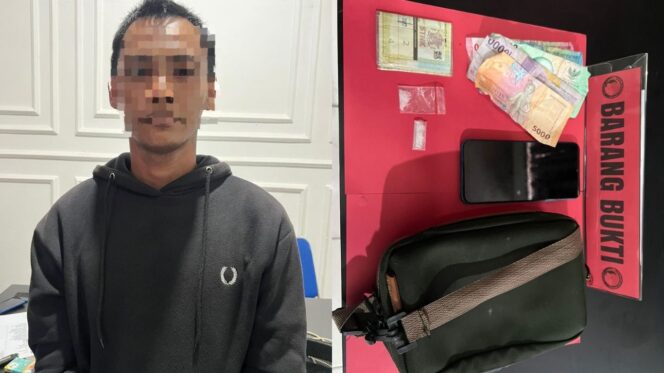 
					Foto : Pelaku AES dan barang bukti (Dok. Polres PPU)