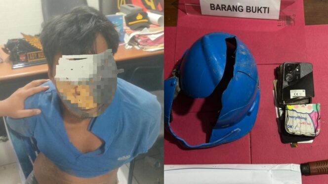 
					Foto: Pelaku dan barang bukti pembunuhan di Babulu (Dok. Polres PPU)