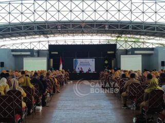 Foto : kegiatan sosialisasi survey penilaian integritas pengelolaan keuangan dan penyalahgunaan dana Bantuan Operasional Sekolah (BOS) pada satuan pendidikan seluruh Kecamatan PPU, (Dok : CahayaBorneo/AJI)