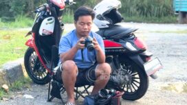 Foto: Muhammad Kamal Idris (30) saat mengabadikan momen-momen pengendara motor di salah satu spot di Kawasan Kecamatan Penajam. (DOK. CB/DMS)