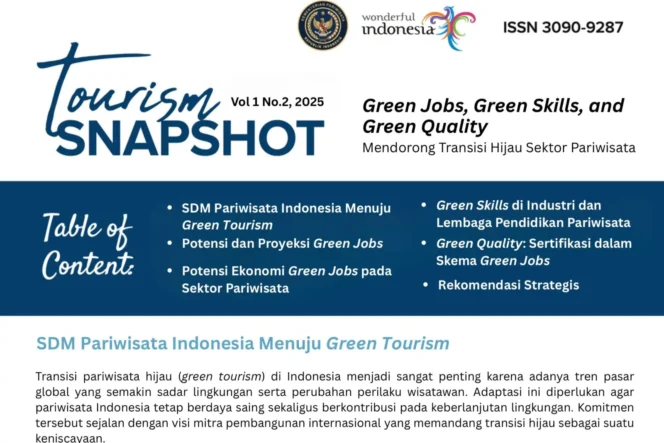 
					Foto: Kementerian Pariwisata mempublikasikan kajian “Tourism Snapshot Vol. 1 No. 2 Tahun 2025” tentang penguatan implementasi pariwisata hijau di Indonesia. (Dok. Kemenpar RI)
