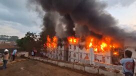 Foto: Kebakaran terjadi di Tower 14 Hunian Pekerja Konstruksi IKN, Rabu sore. (Dok. Istimewa)