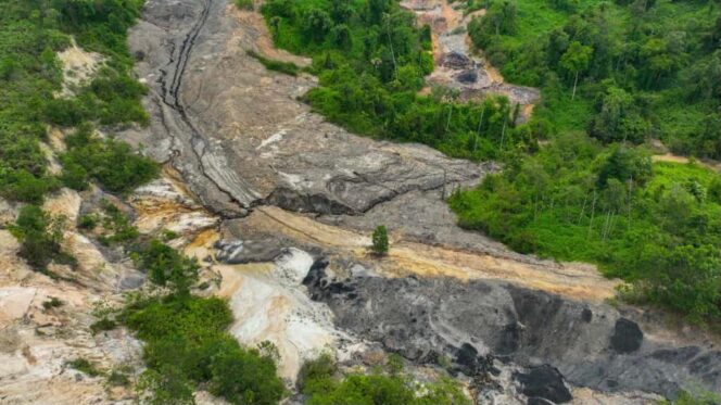 
					Foto: Kondisi lahan bekas tambang ilegal di kawasan Bukit Tengkorak, Taman Hutan Raya Bukit Soeharto, Kabupaten Kutai Kartanegara, yang menjadi fokus penertiban Satgas Penanggulangan Aktivitas Ilegal IKN. (Dok. Humas OIKN)