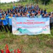 Foto: Para siswa SMKN 6 Penajam Paser Utara bersama Deputi Bidang Lingkungan Hidup dan Sumber Daya Alam Otorita IKN, Myrna A. Safitri, menanam bibit buah dalam peringatan Hari Pangan Sedunia di Desa Semoi Dua, Kecamatan Sepaku, Kamis (16/10/2025). (Dok. Humas OIKN)
