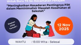 Foto : Poster kegiatan PELATIHAN DASAR PERTOLONGAN PERTAMA PADA KECELAKAAN (P3K) Untuk Guru TK Se-Kecamatan Penajam (Dok. Istimewa)